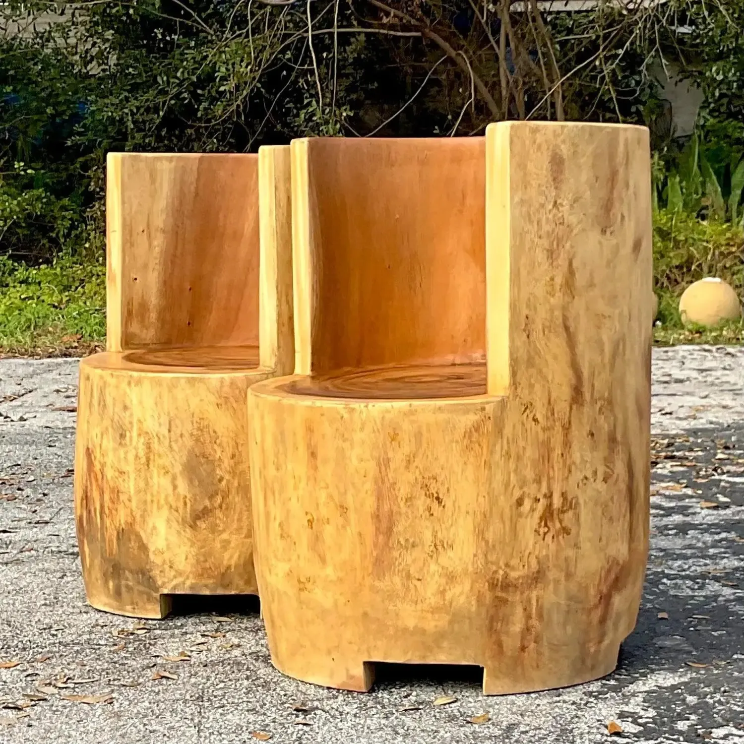 Vintage Boho Carved Tree Trunk Chair — additional photo 2