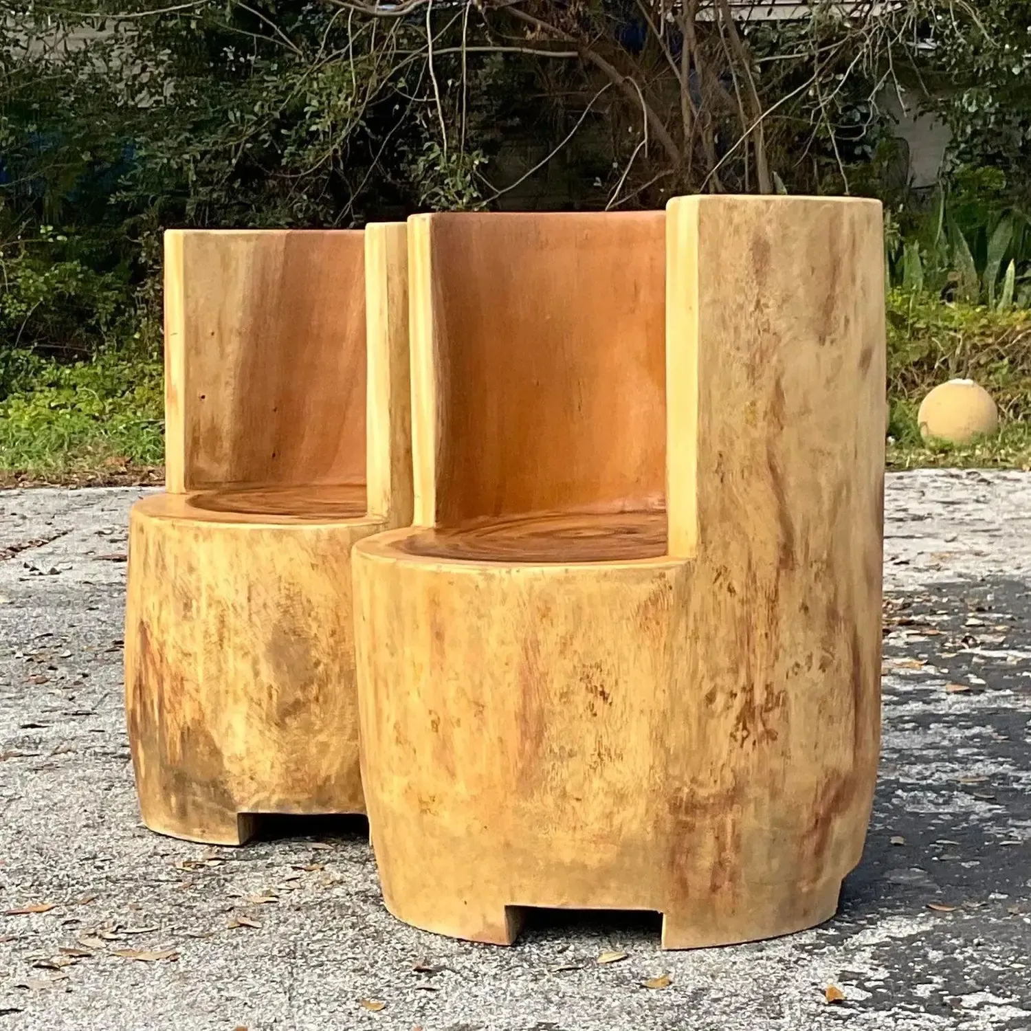 Vintage Boho Carved Tree Trunk Chair — additional photo 3