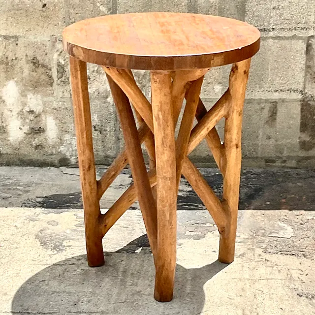 Vintage Boho Carved Wood Branch Side Table — additional photo 2