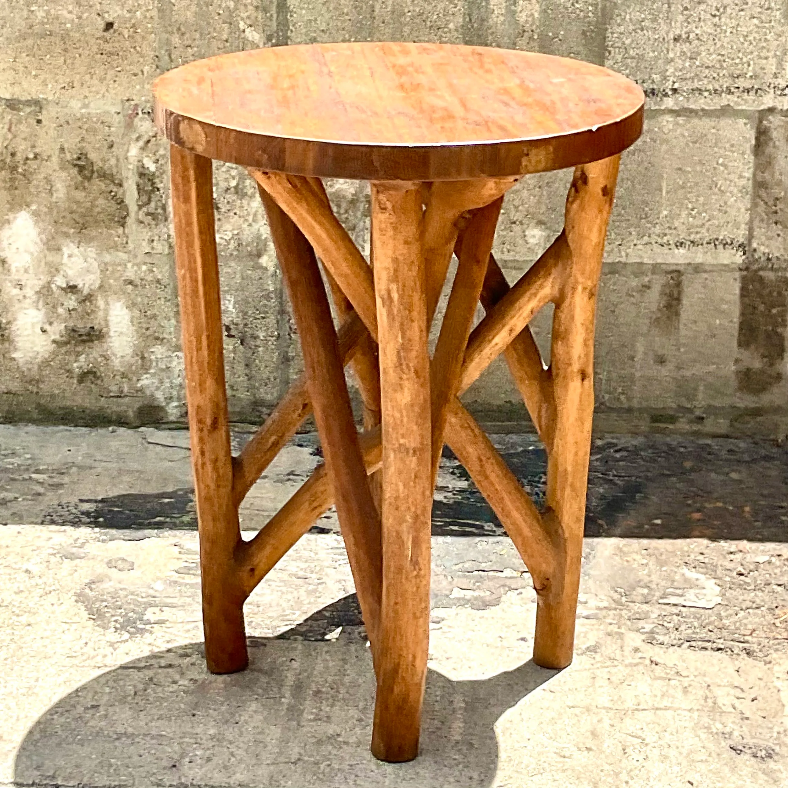 Vintage Boho Carved Wood Branch Side Table — additional photo 3
