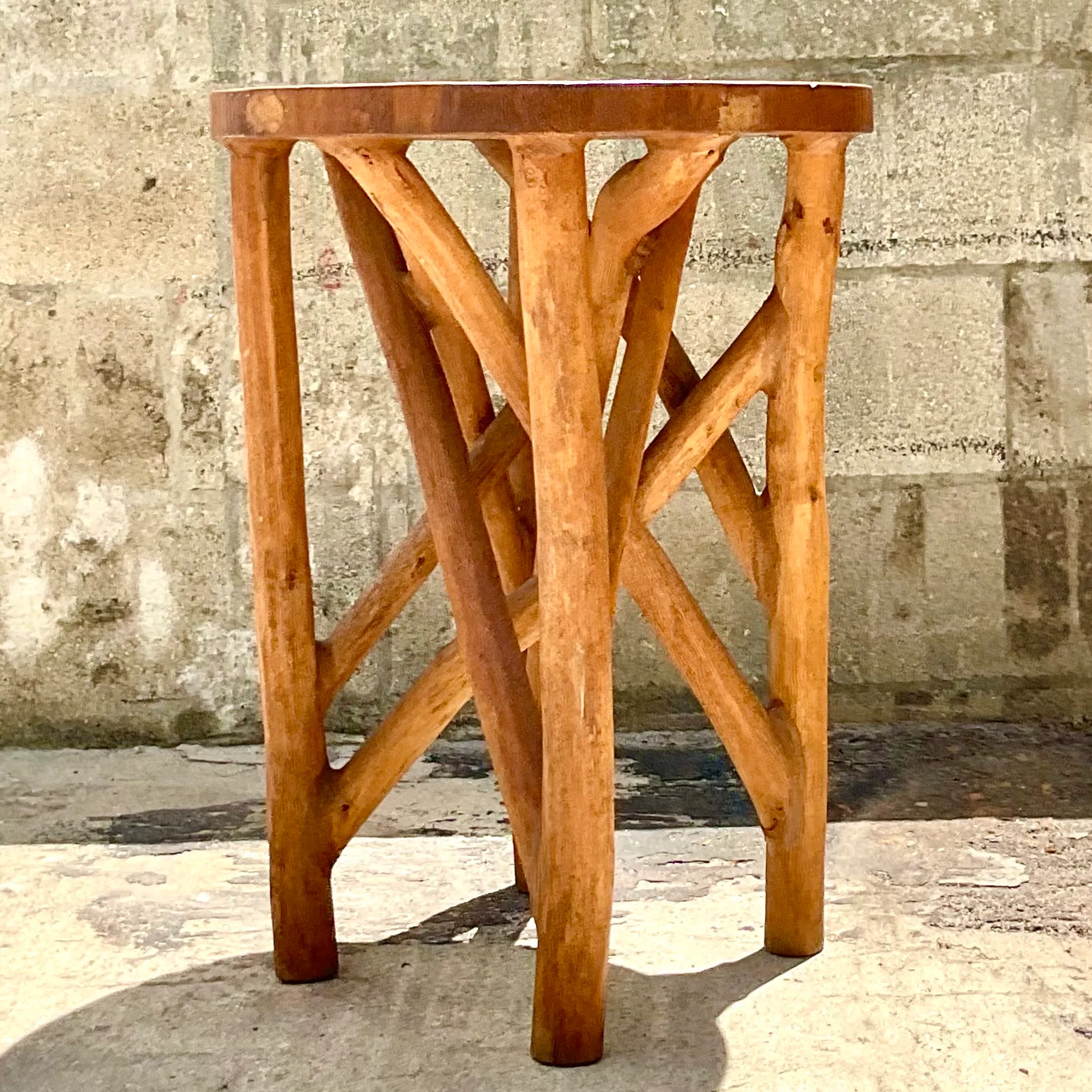 Vintage Boho Carved Wood Branch Side Table — additional photo 4