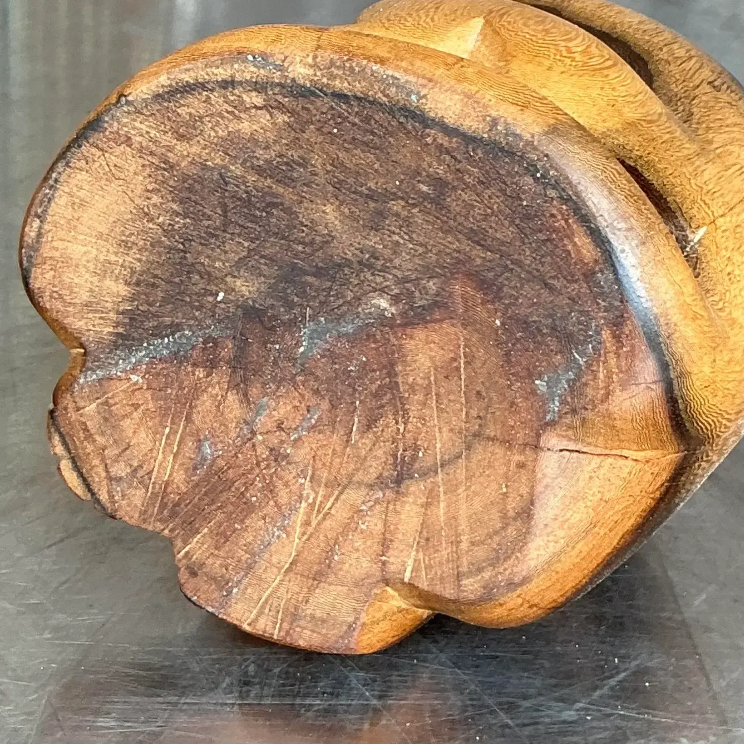Vintage Boho Carved Wood Cat — additional photo 5