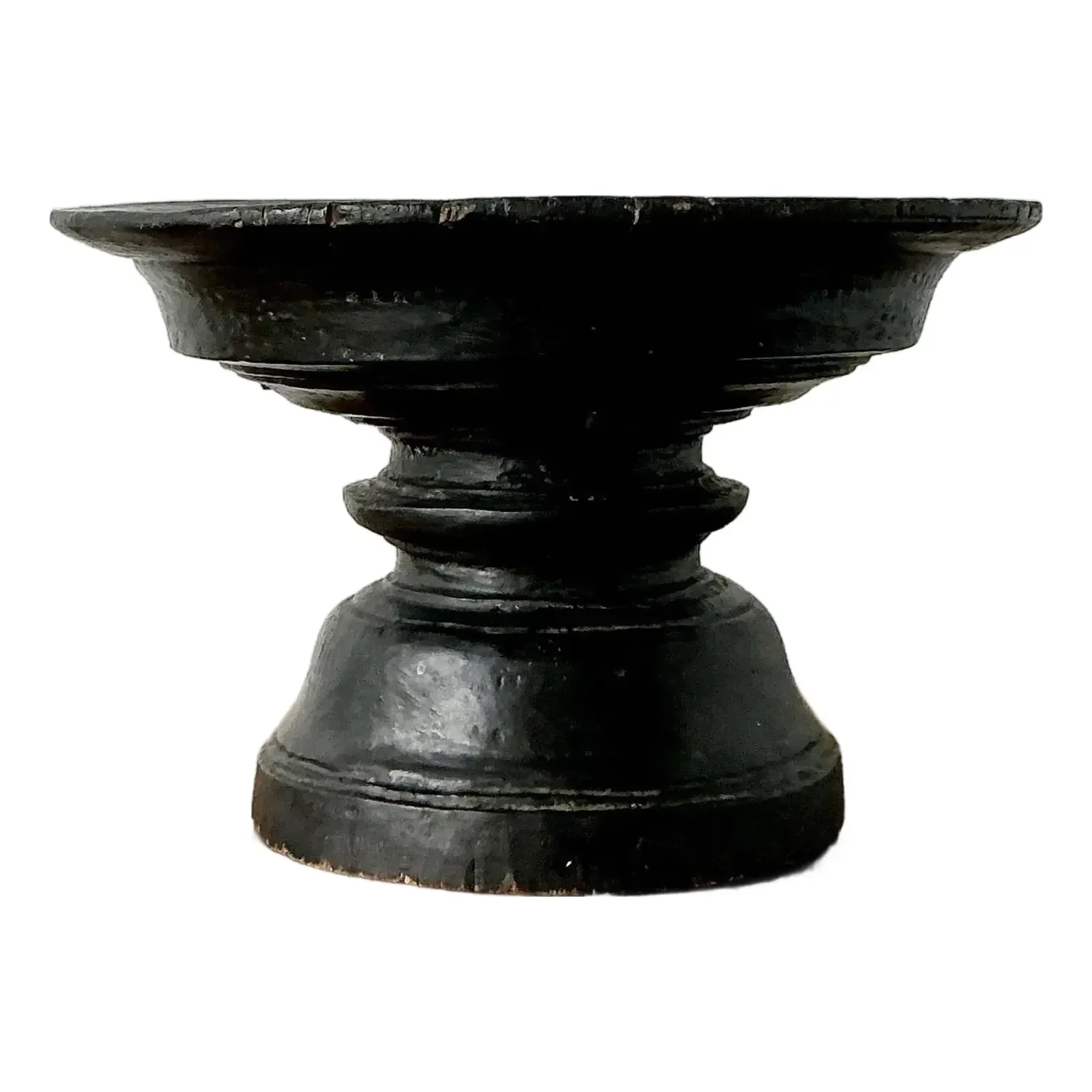 Vintage Boho Carved Wood Decorative Pedestal Bowl — additional photo 4