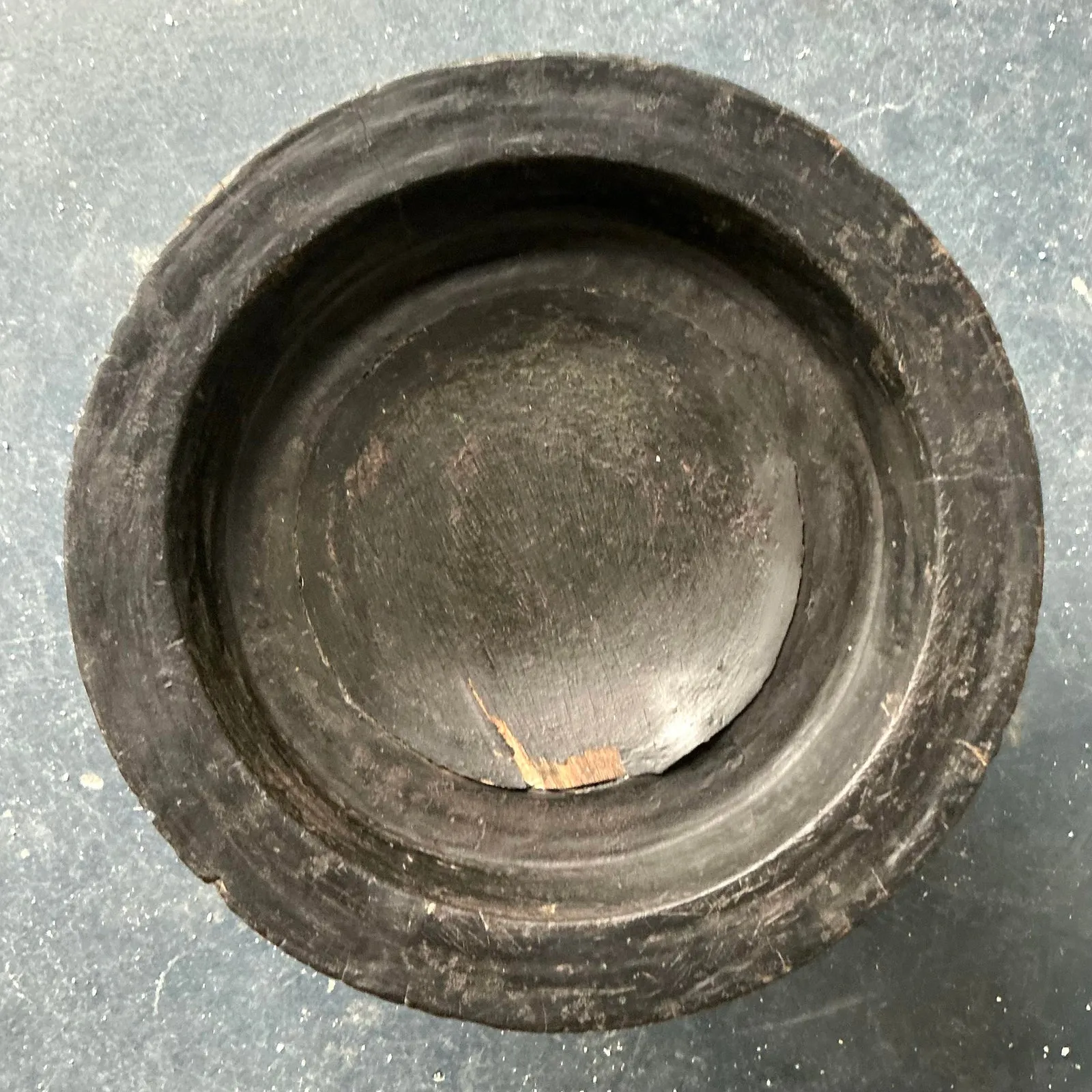 Vintage Boho Carved Wood Decorative Pedestal Bowl — additional photo 5