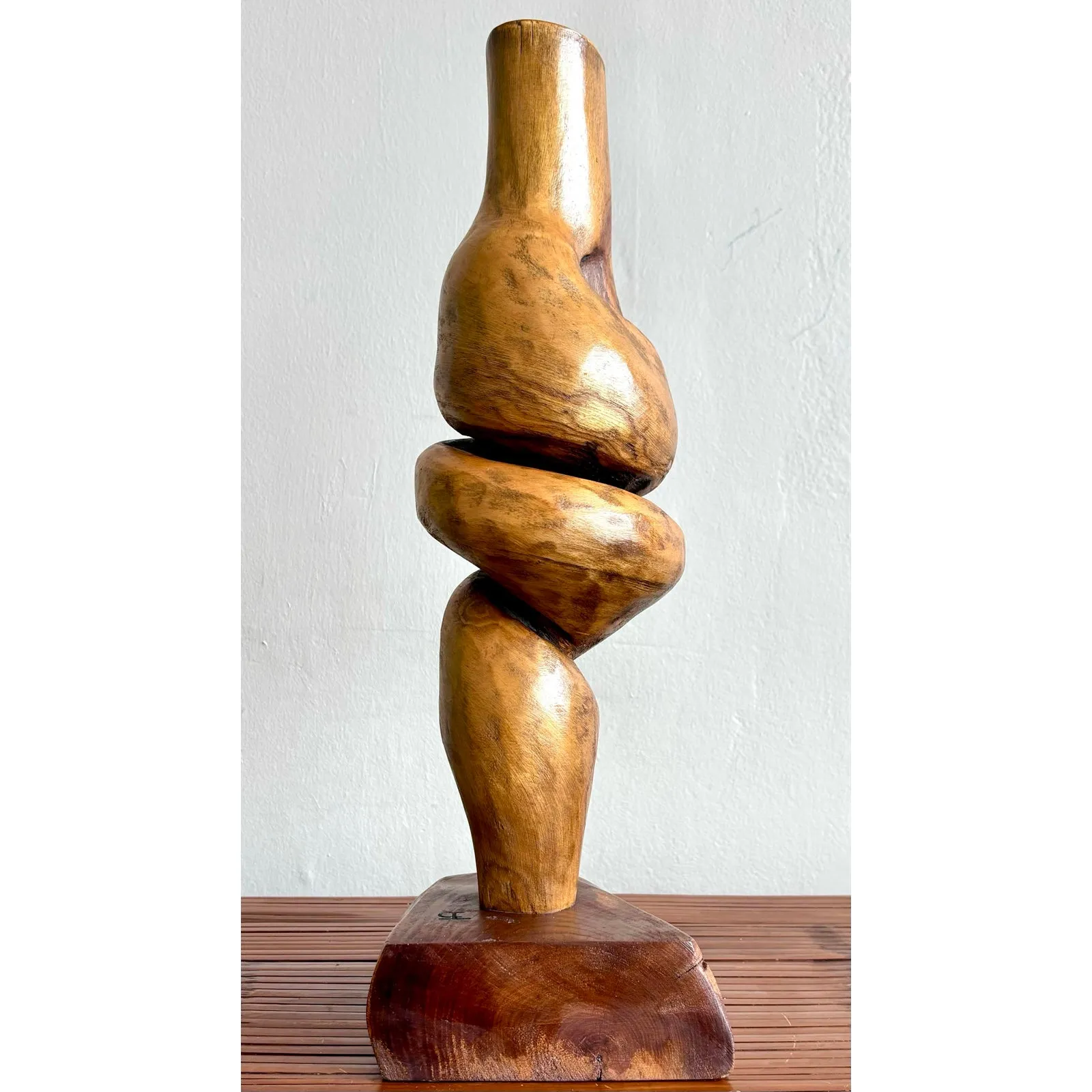 Vintage Boho Carved Wooden Twist Sculpture — additional photo 1