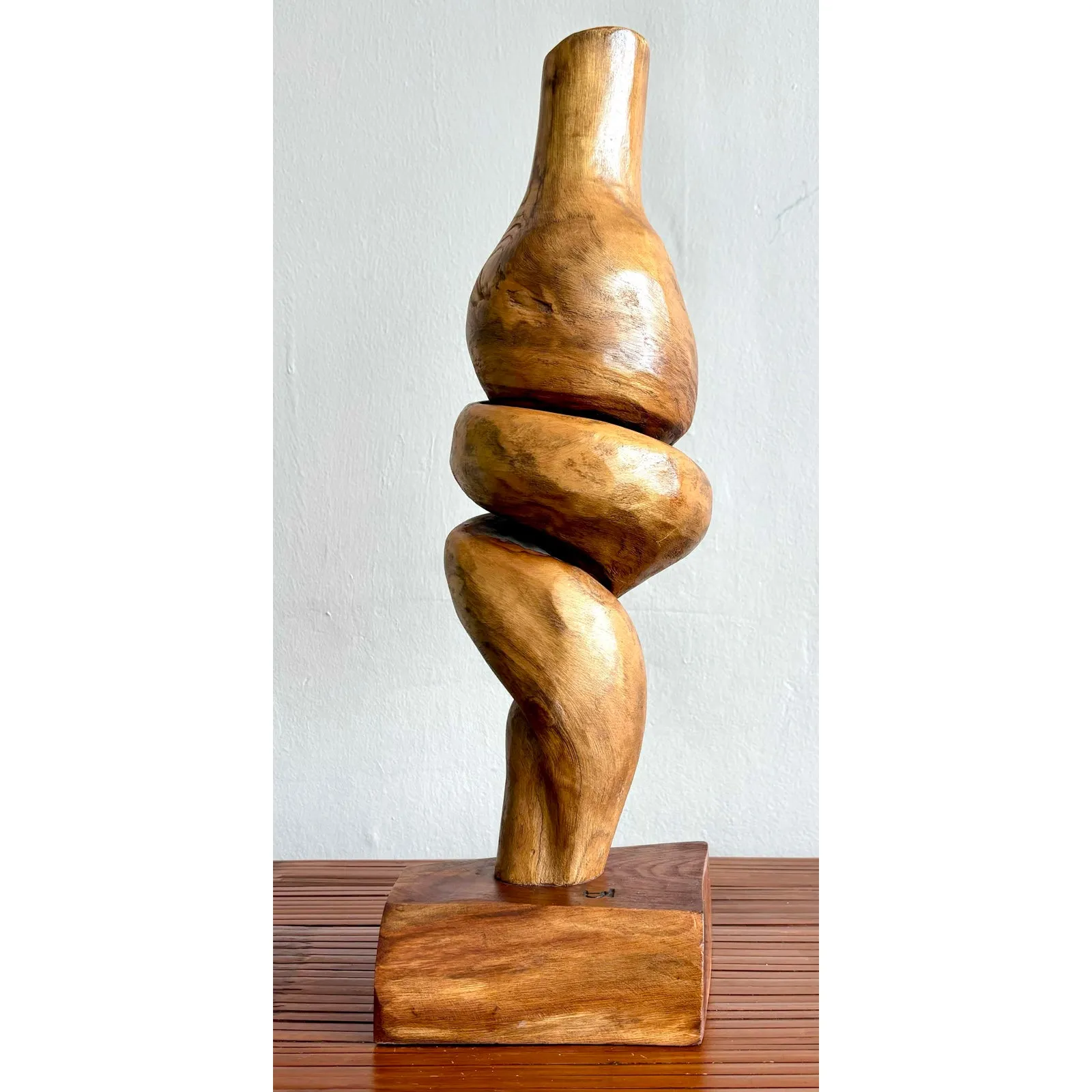 Vintage Boho Carved Wooden Twist Sculpture — additional photo 2