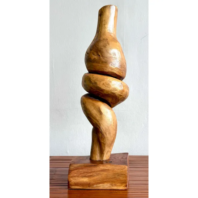 Vintage Boho Carved Wooden Twist Sculpture — additional photo 2