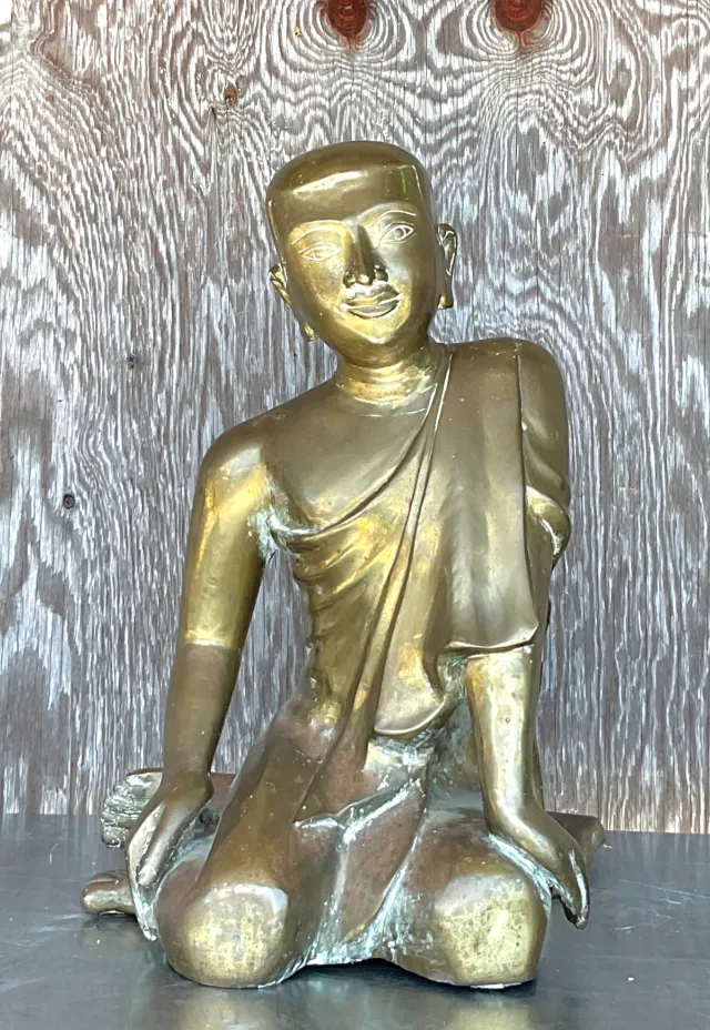 Vintage Boho Cast Brass Buddha — additional photo 1
