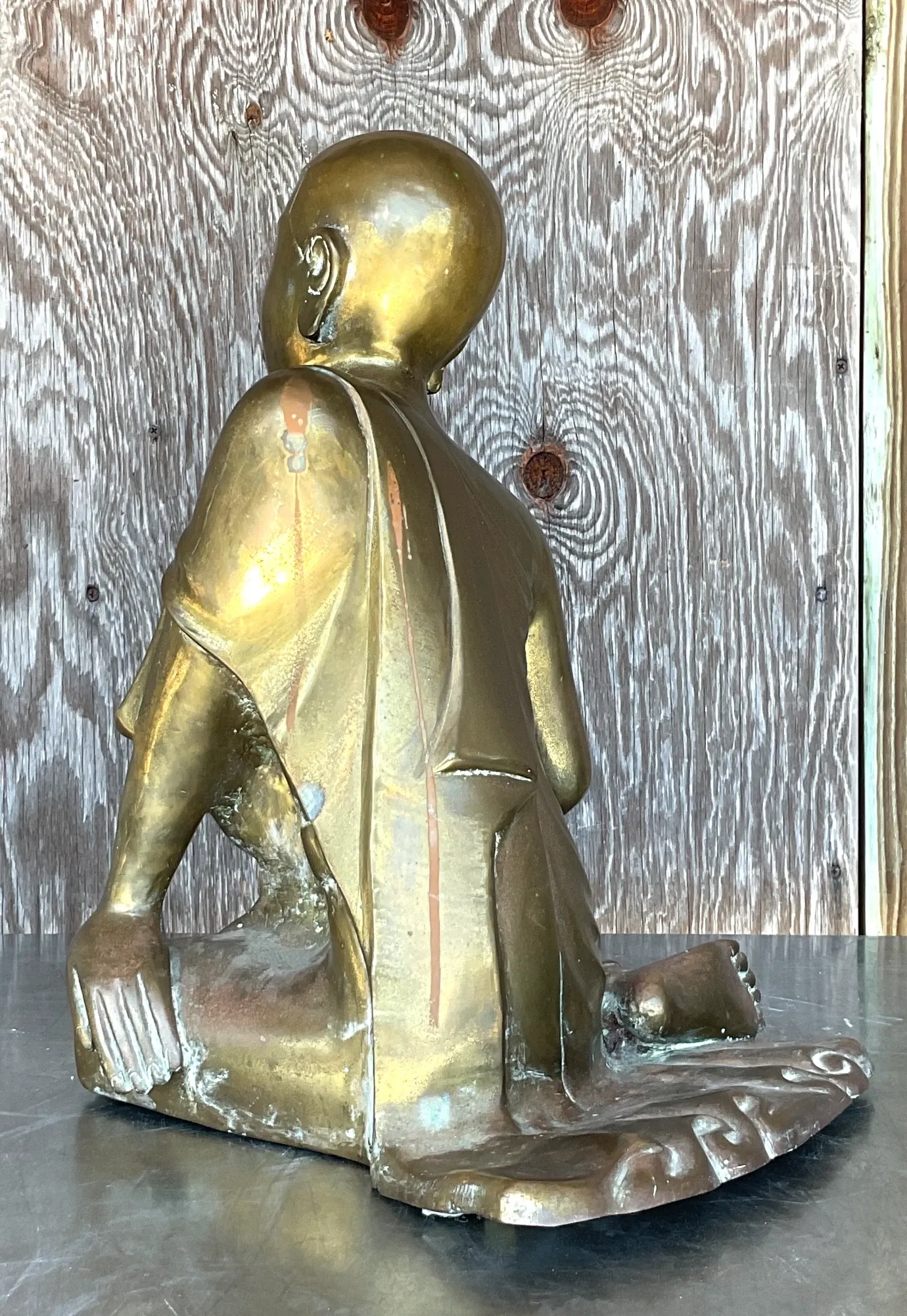 Vintage Boho Cast Brass Buddha — additional photo 2