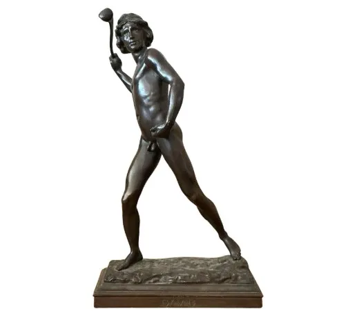 Vintage Boho Cast Bronze Figure of David — additional photo 1