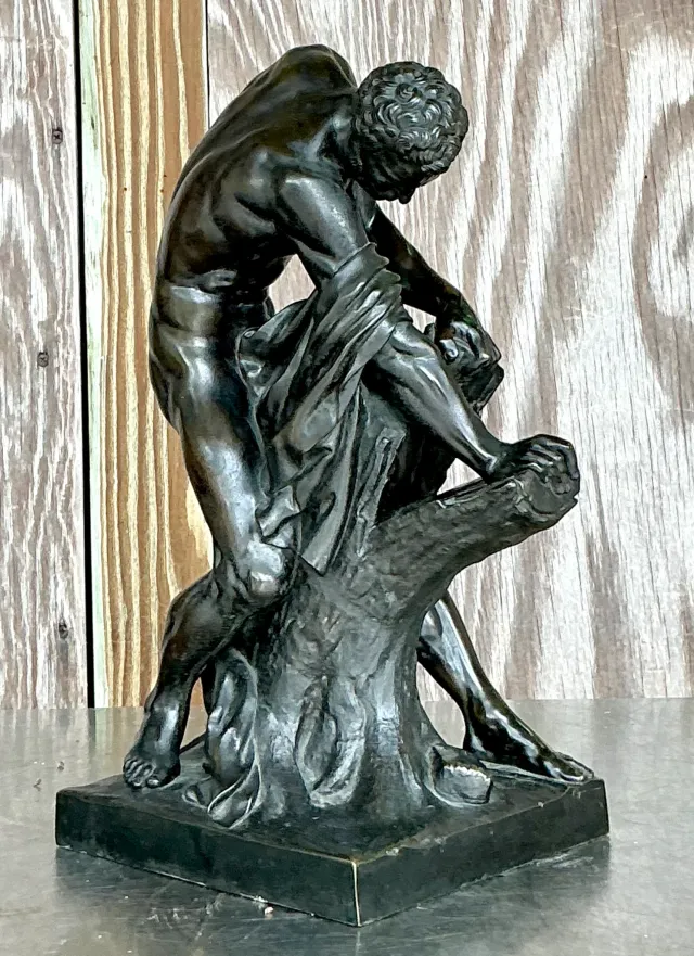 Vintage Boho Cast Bronze Milo of Croton Sculpture — additional photo 4
