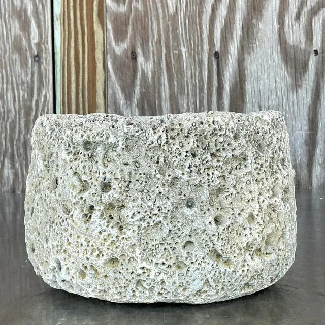 Vintage Boho Cast Cement Crater Planter — additional photo 4