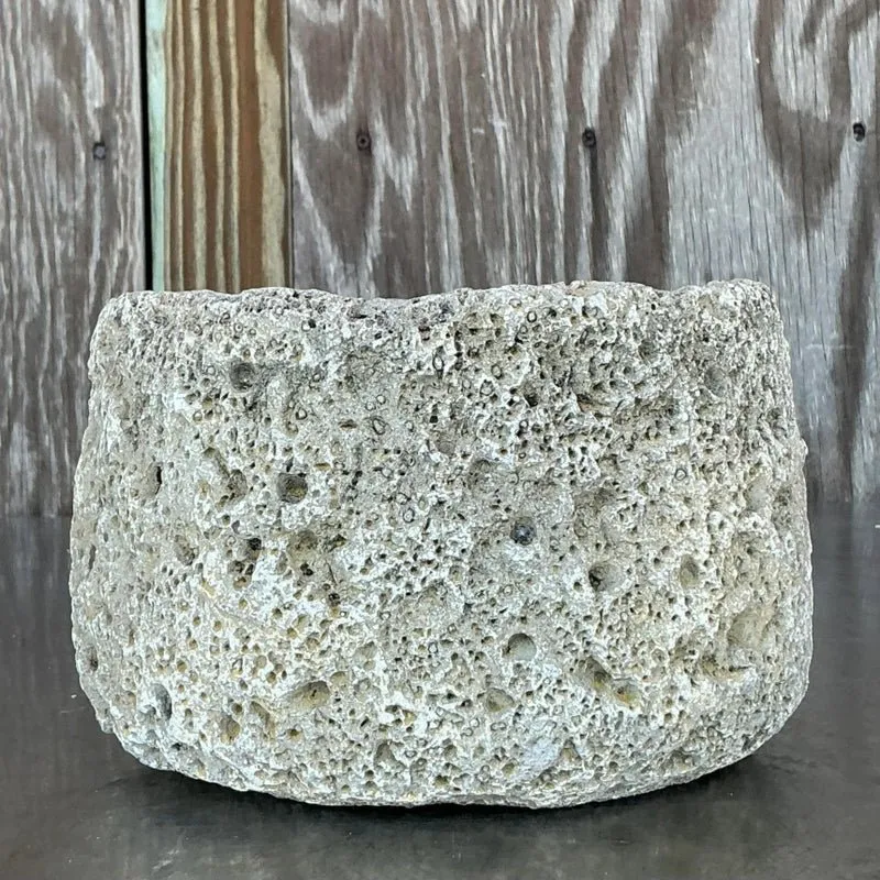 Vintage Boho Cast Cement Crater Planter — additional photo 8