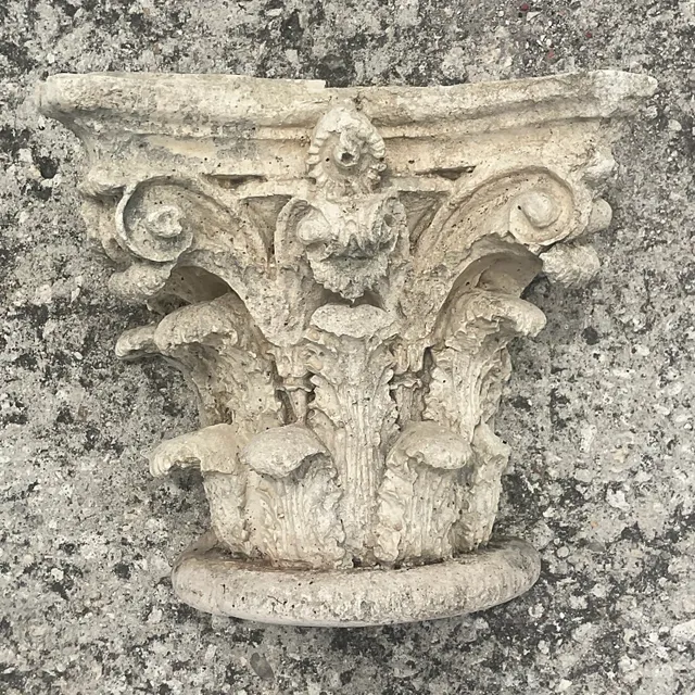 Vintage Boho Cast Concrete Corinthian Column Top — additional photo 2