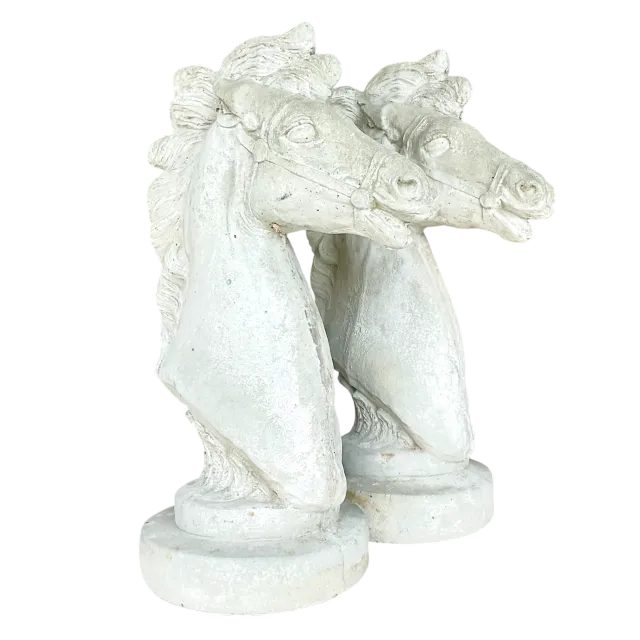 Vintage Boho Cast Concrete Horse Heads - a Pair — additional photo 3