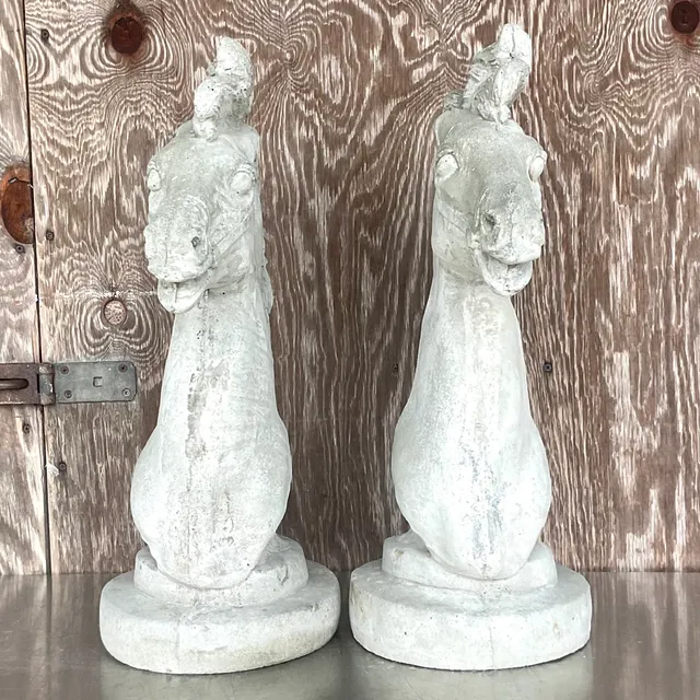 Vintage Boho Cast Concrete Horse Heads - a Pair — additional photo 4