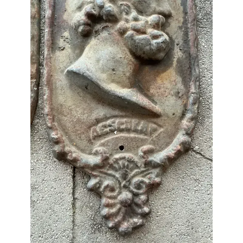 Vintage Boho Cast Iron Profile Plaque of Asclepius - A Pair — additional photo 2