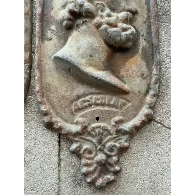 Vintage Boho Cast Iron Profile Plaque of Asclepius - A Pair — additional photo 2