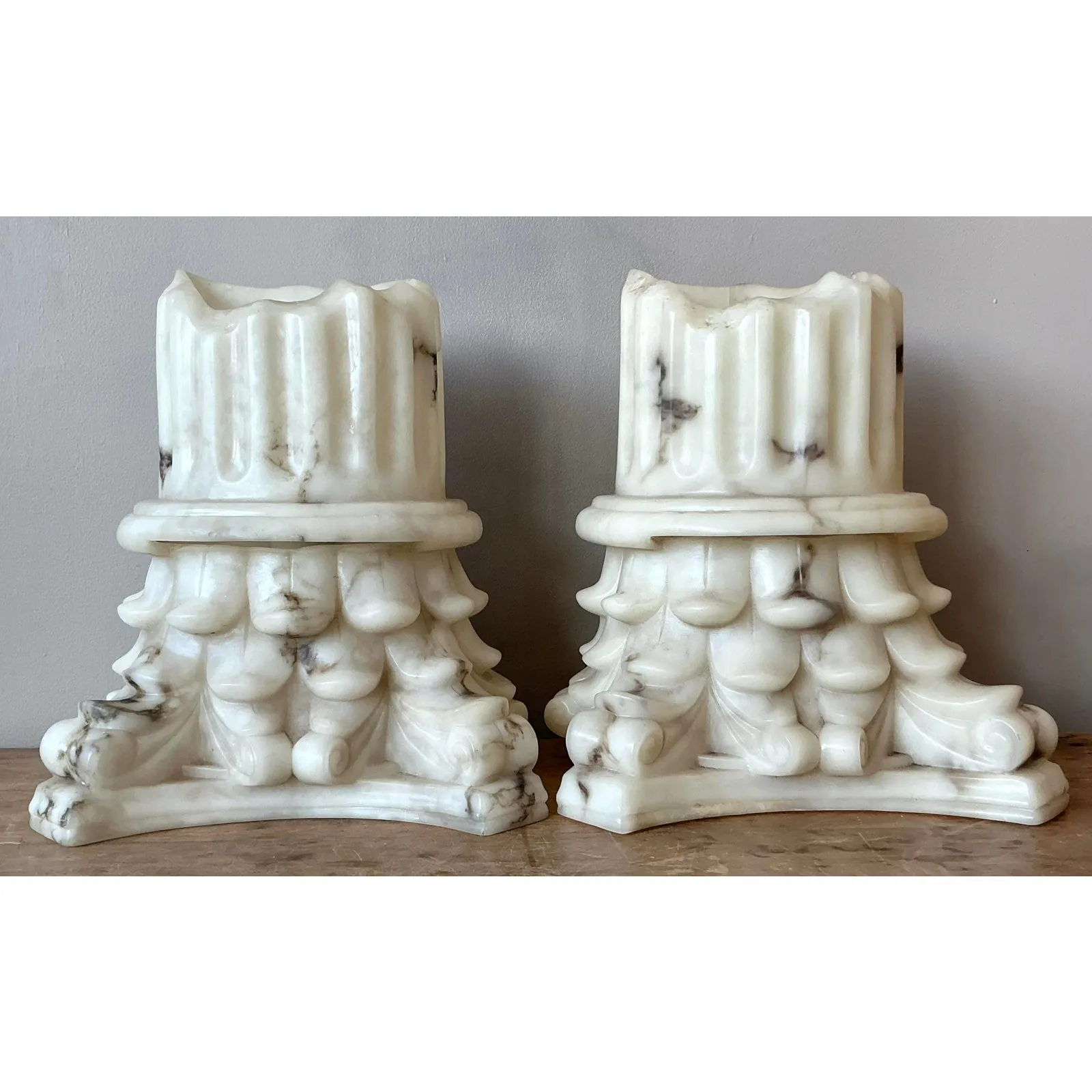 Vintage Boho Cast Resin Column Sconce - A Pair — additional photo 2