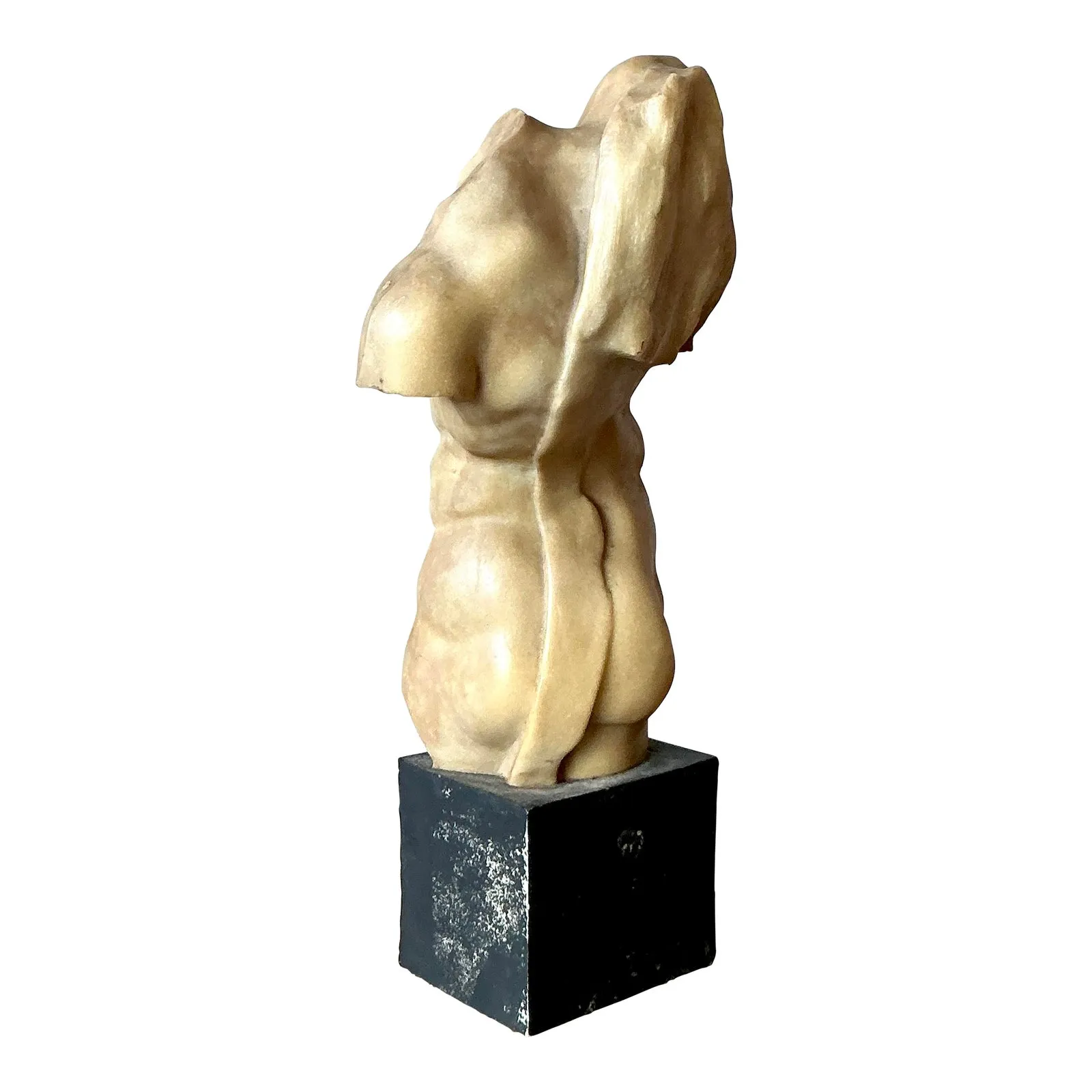 Vintage Boho Cast Resin Sculpture of Man