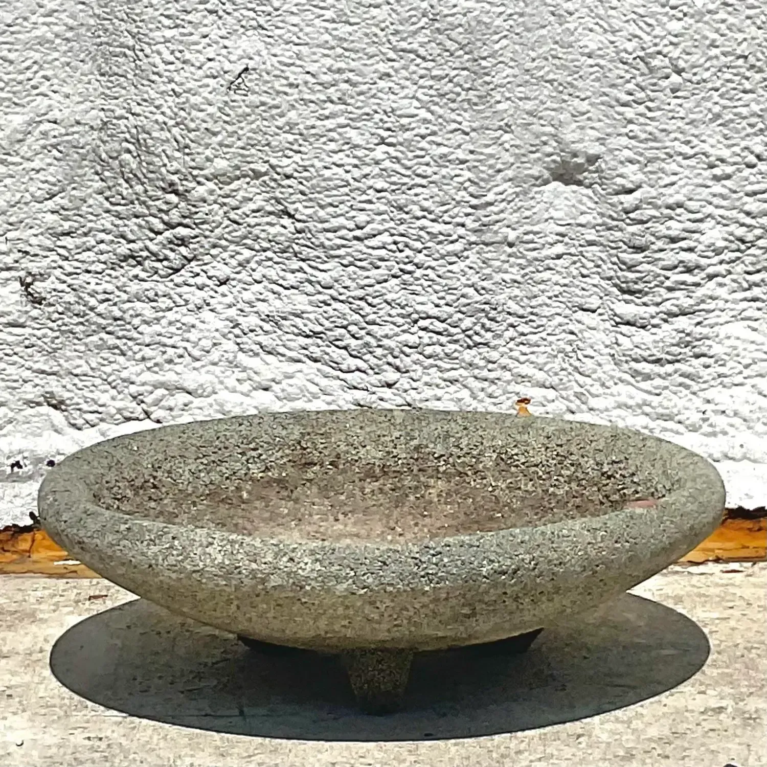 Vintage Boho Cement Low Bowl Planter — additional photo 3