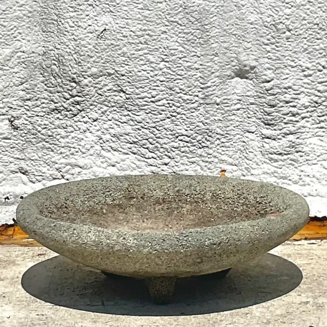 Vintage Boho Cement Low Bowl Planter — additional photo 7