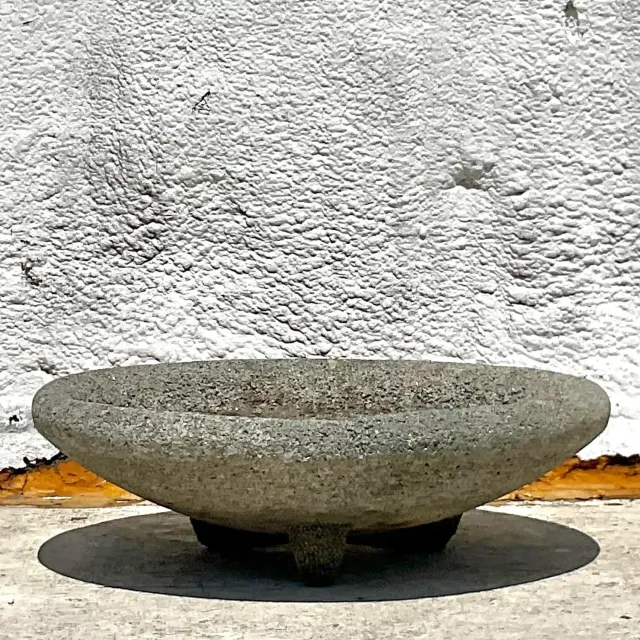 Vintage Boho Cement Low Bowl Planter — additional photo 8