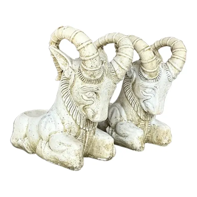 Vintage Boho Cement Rams Head Planters - a Pair — additional photo 2