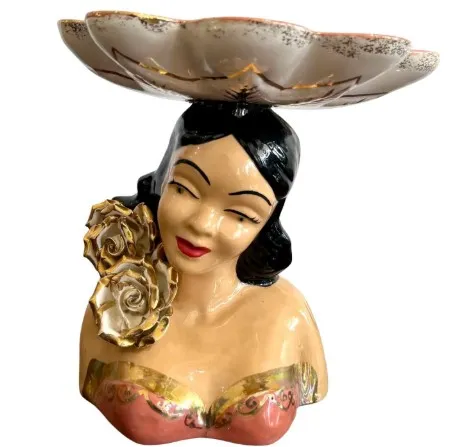 Vintage Boho Ceramic Figurative Bowl