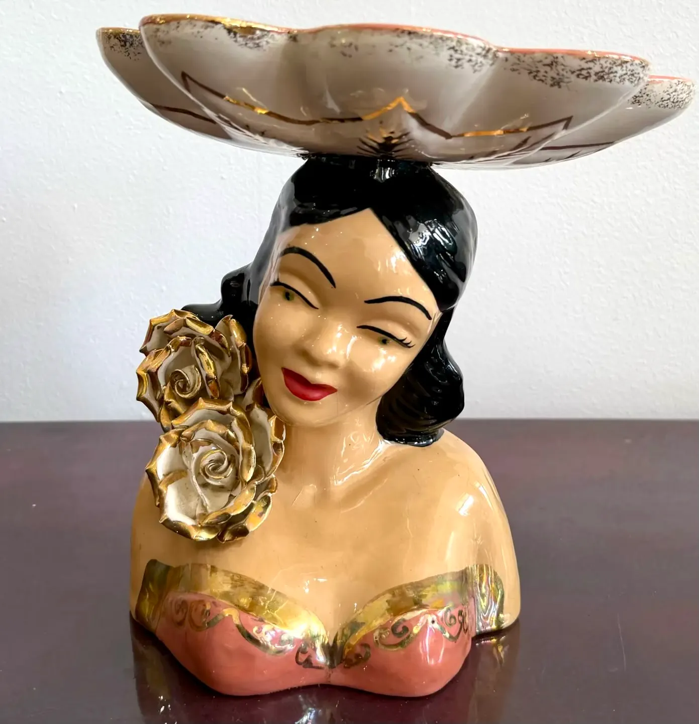 Vintage Boho Ceramic Figurative Bowl — additional photo 2