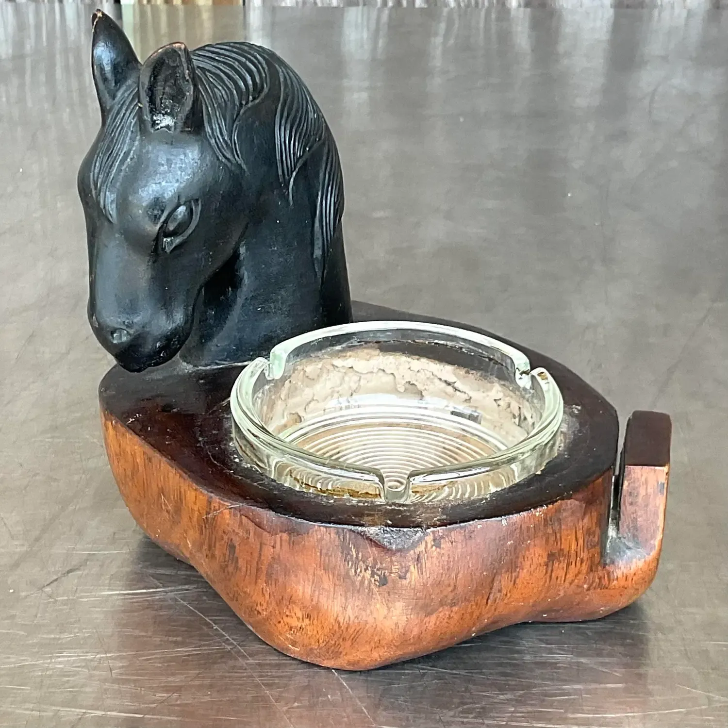 Vintage Boho Ceramic Horsehead Ashtray — additional photo 2