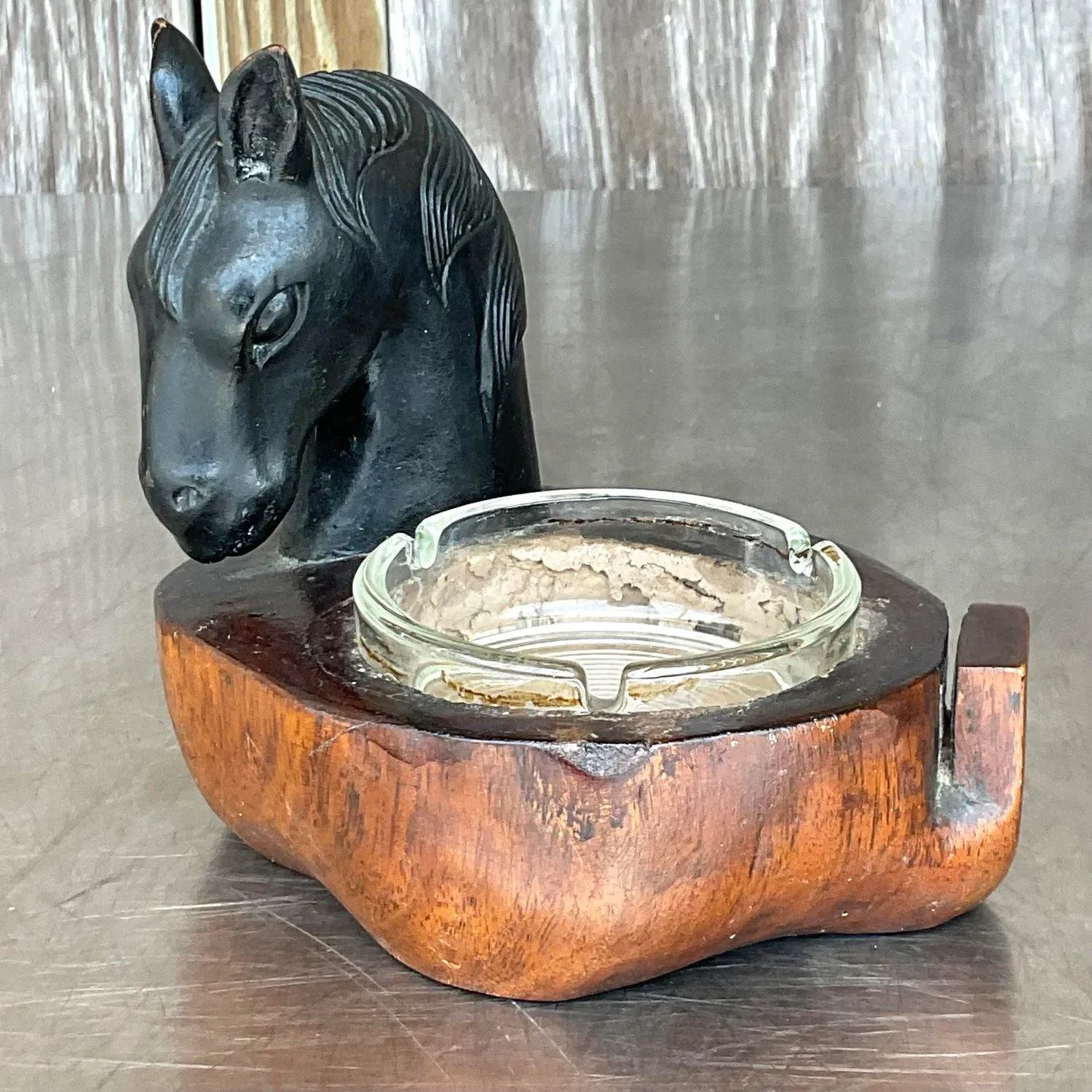 Vintage Boho Ceramic Horsehead Ashtray — additional photo 3