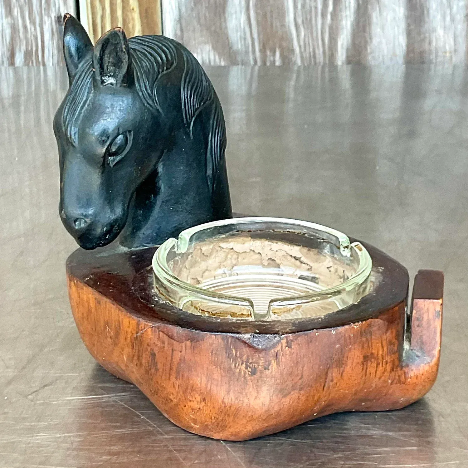 Vintage Boho Ceramic Horsehead Ashtray — additional photo 4