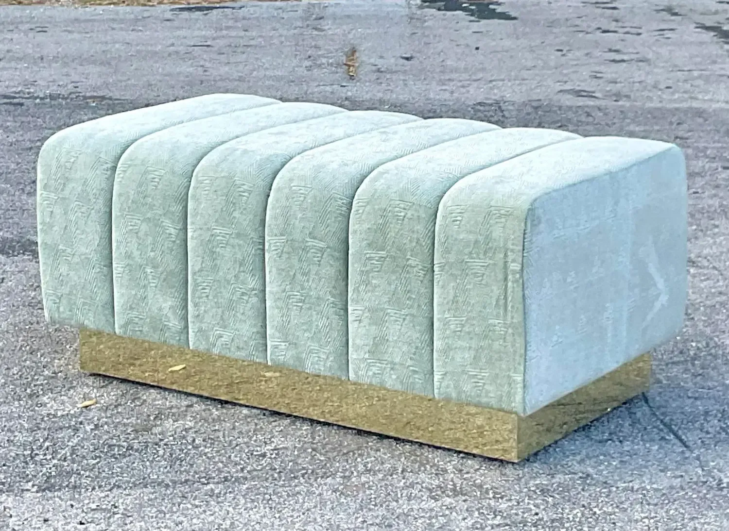Vintage Boho Channel Tufted Ottoman — additional photo 4