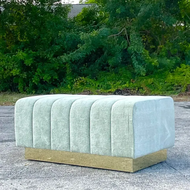 Vintage Boho Channel Tufted Ottoman — additional photo 5