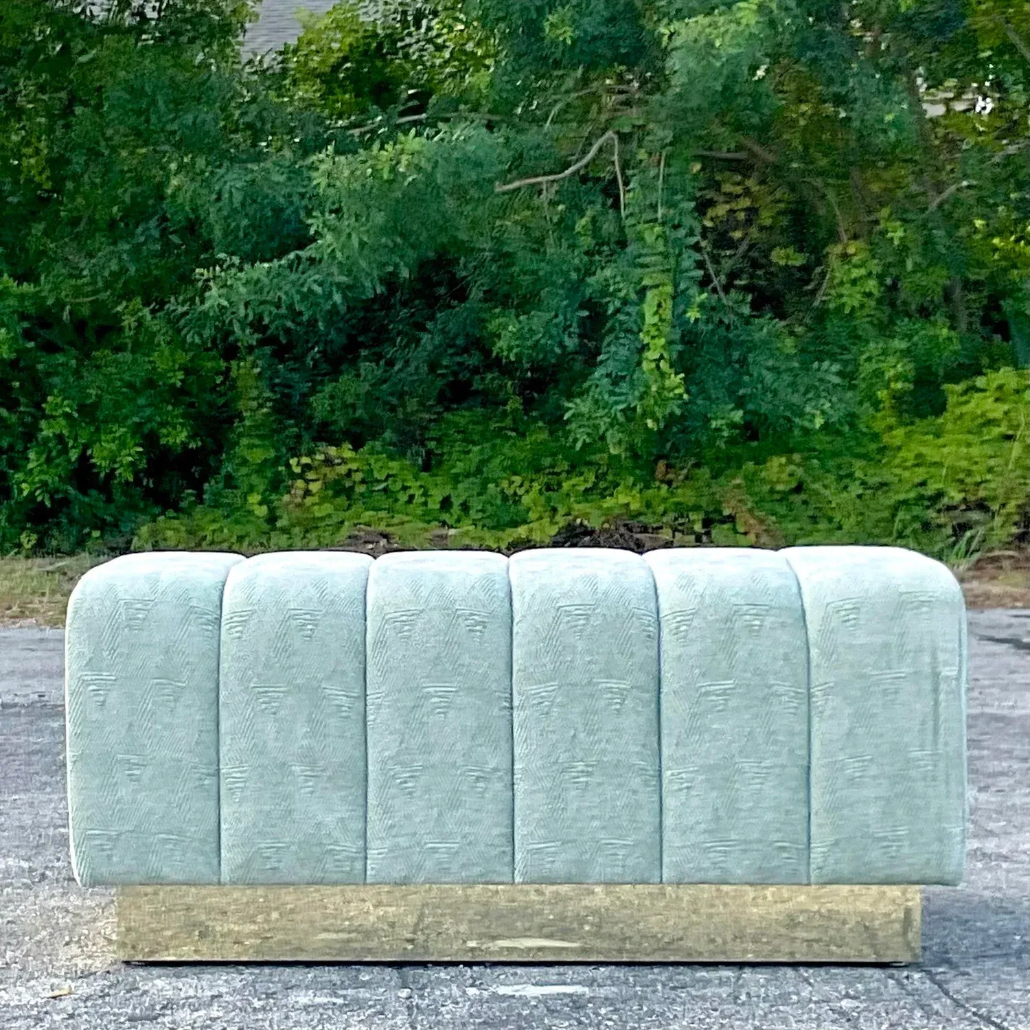 Vintage Boho Channel Tufted Ottoman — additional photo 8