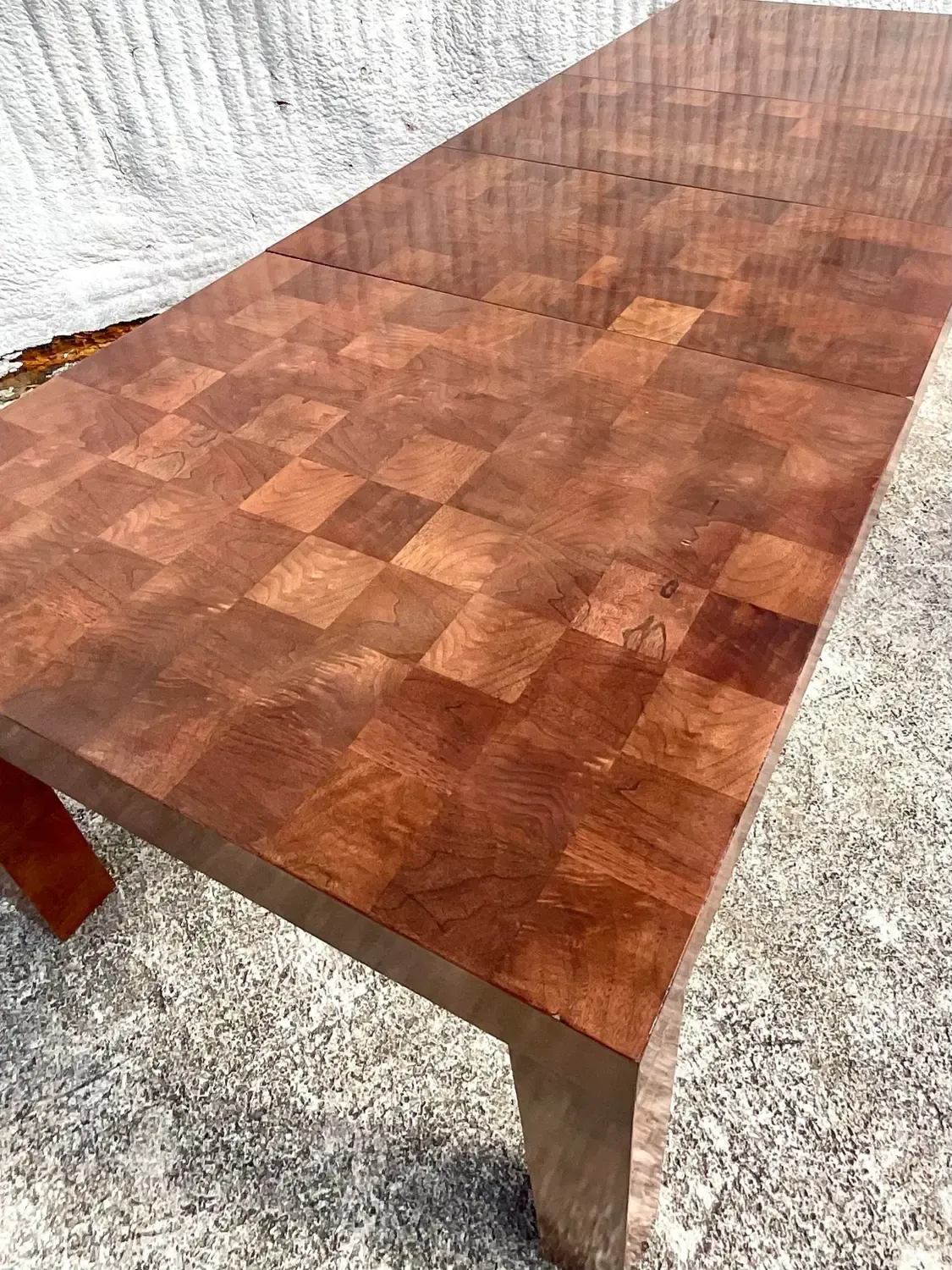 Vintage Boho Checkerboard Burl Wood Dining Table After Thayer Coggin — additional photo 2