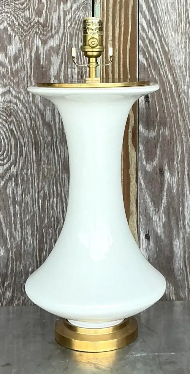 Vintage Boho Christopher Spitzmiller for Visual Comfort Glazed Ceramic Lamp — additional photo 3
