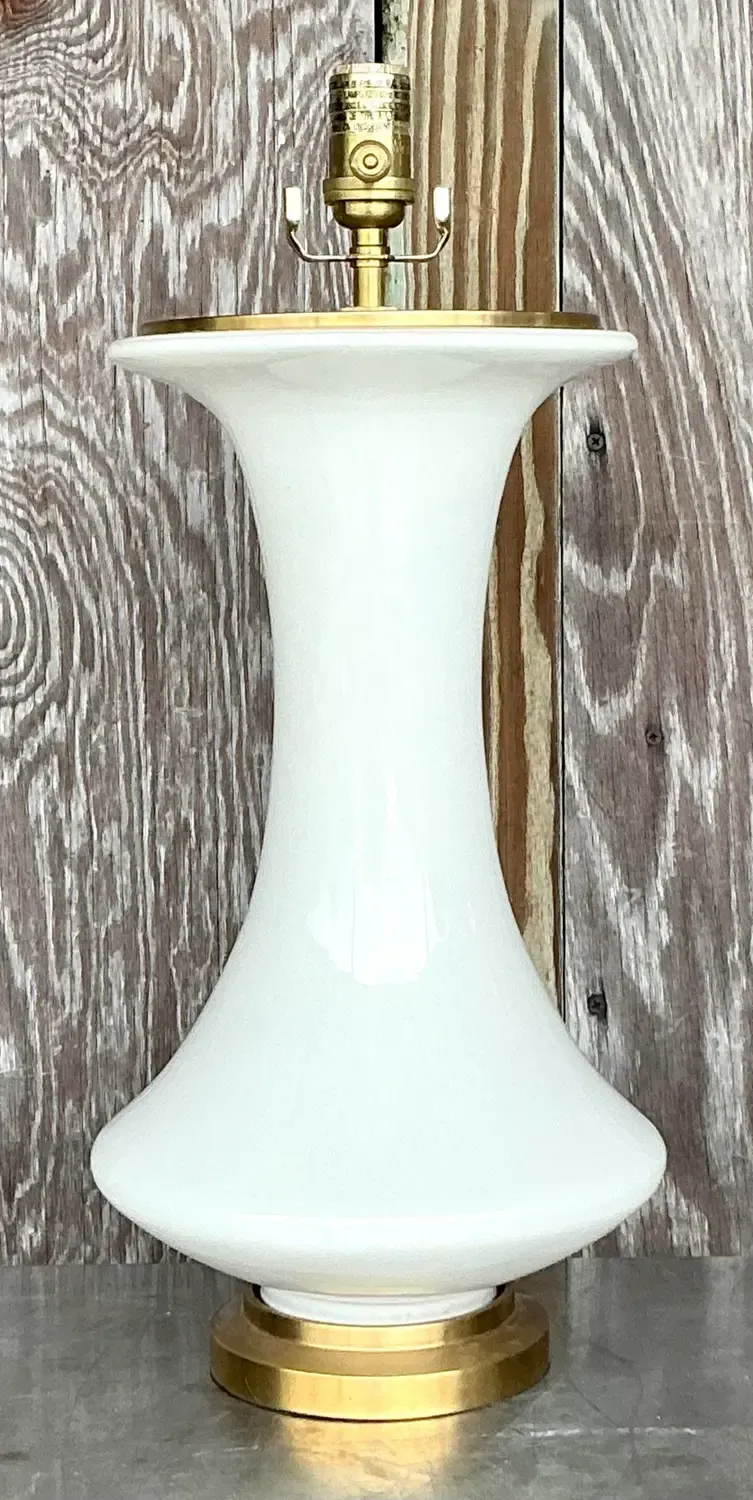 Vintage Boho Christopher Spitzmiller for Visual Comfort Glazed Ceramic Lamp — additional photo 4
