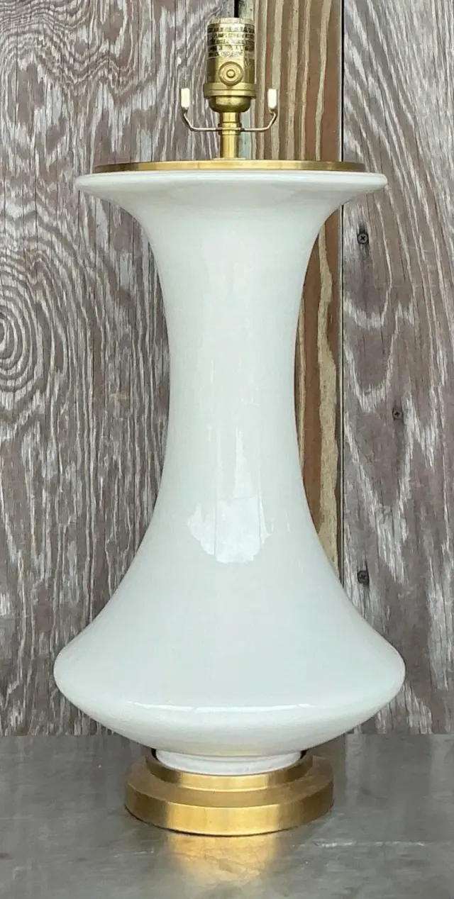 Vintage Boho Christopher Spitzmiller for Visual Comfort Glazed Ceramic Lamp — additional photo 5