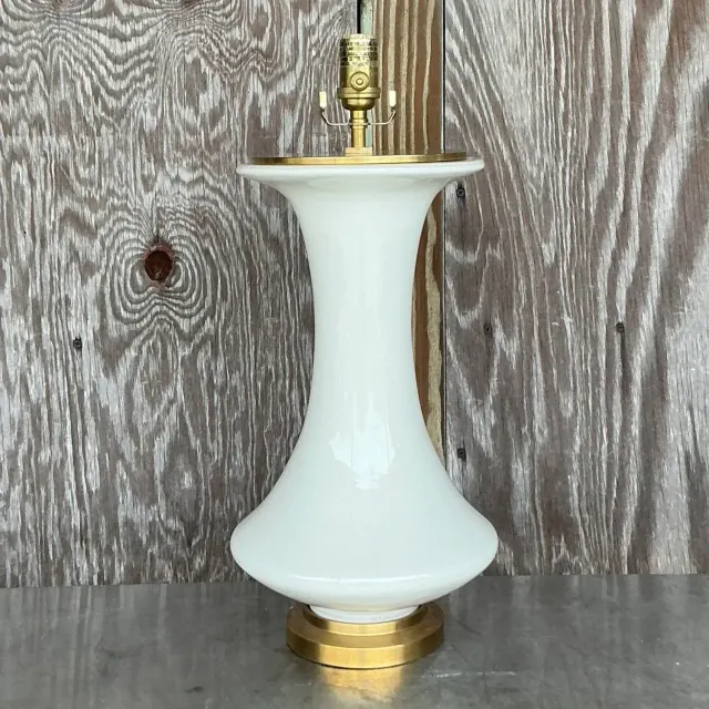 Vintage Boho Christopher Spitzmiller for Visual Comfort Glazed Ceramic Lamp — additional photo 7