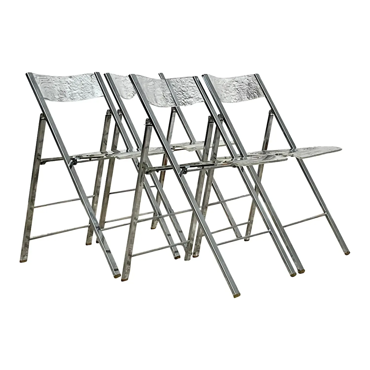 Vintage Boho Chrome and Metal Folding Chairs - Set of 4 — additional photo 1