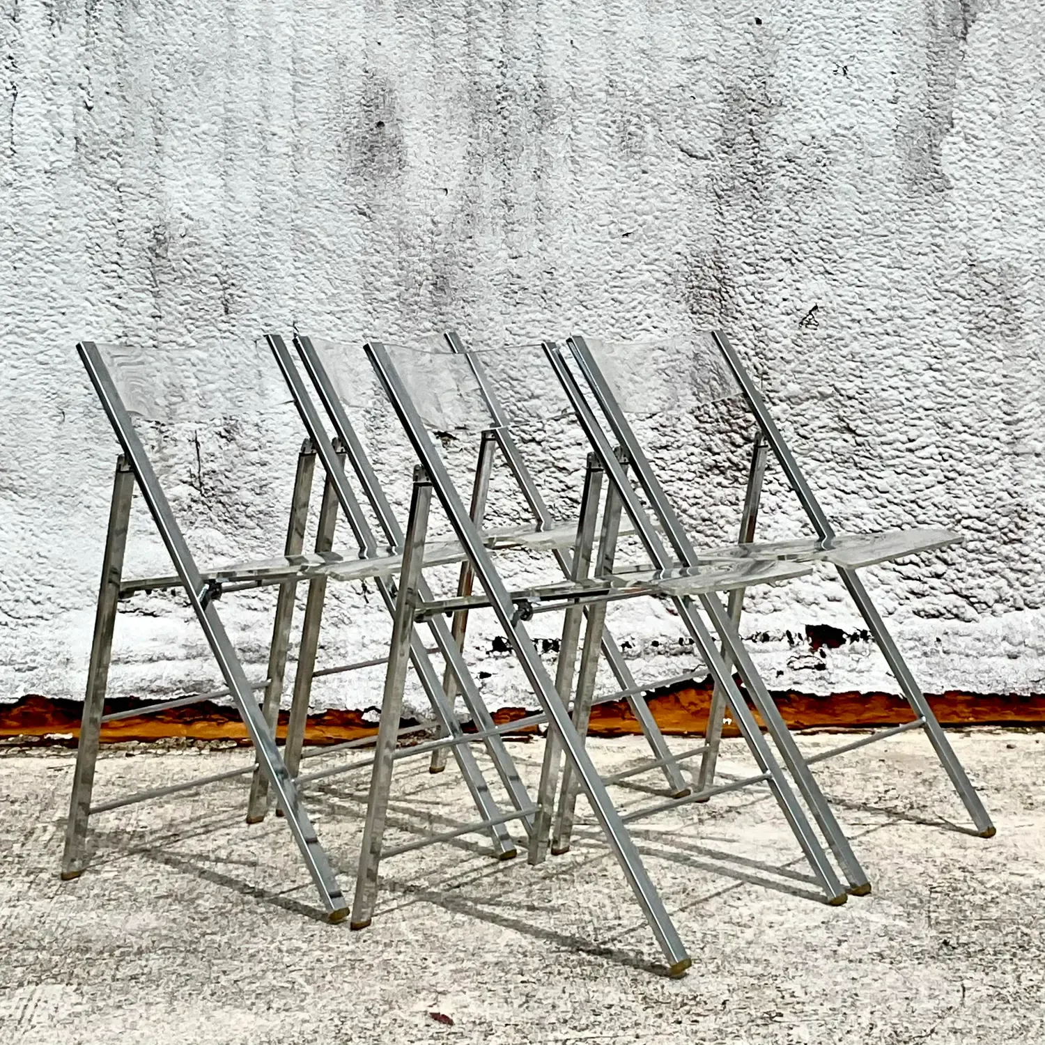 Vintage Boho Chrome and Metal Folding Chairs - Set of 4 — additional photo 2