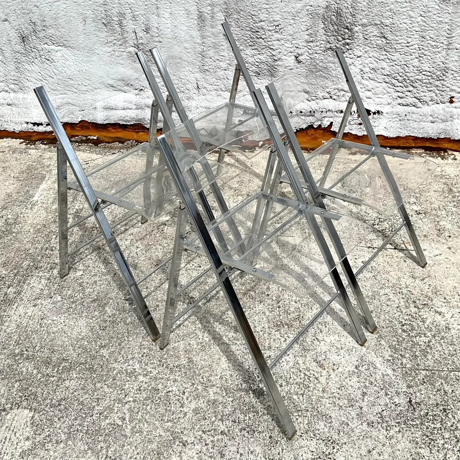 Vintage Boho Chrome and Metal Folding Chairs - Set of 4 — additional photo 3