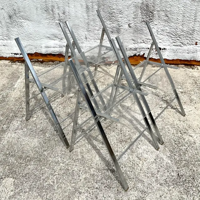 Vintage Boho Chrome and Metal Folding Chairs - Set of 4 — additional photo 3