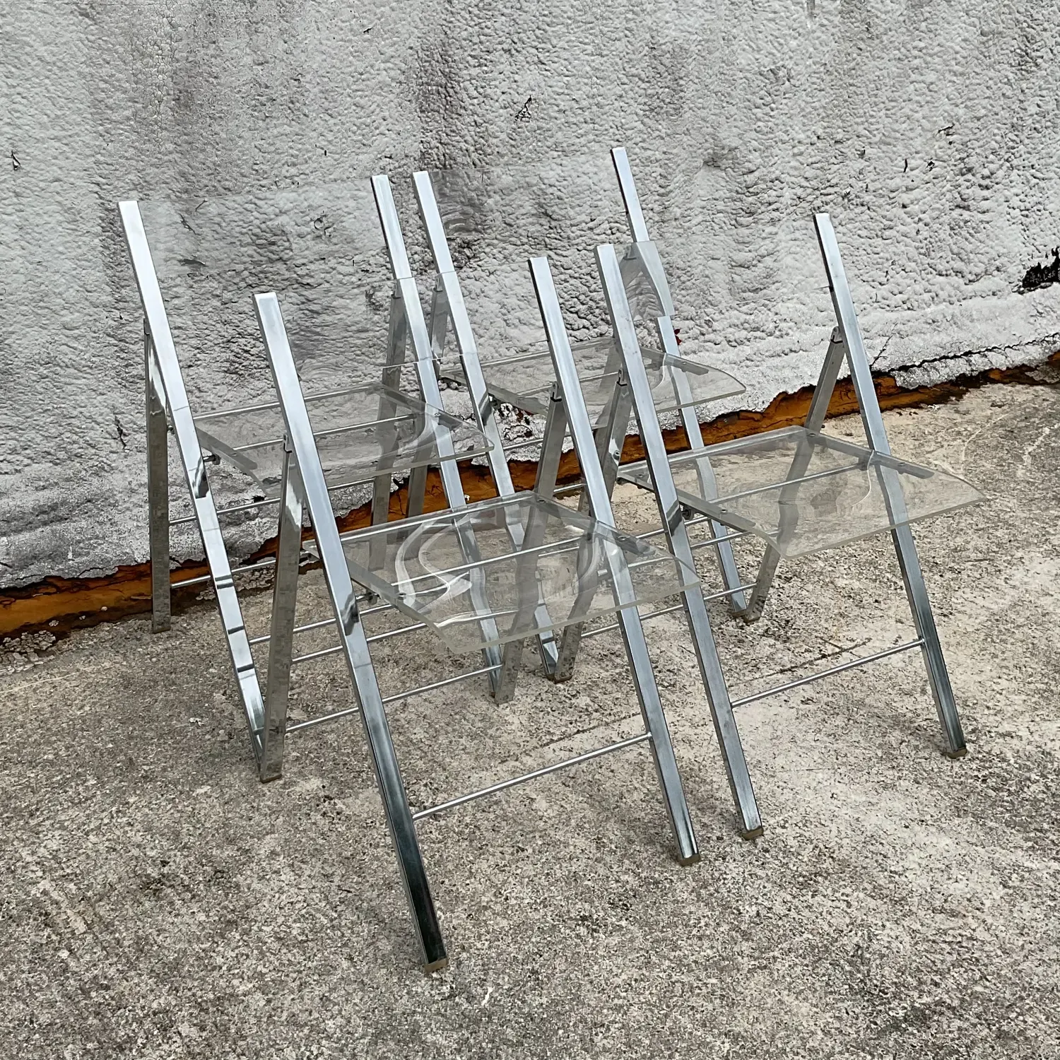 Vintage Boho Chrome and Metal Folding Chairs - Set of 4 — additional photo 5