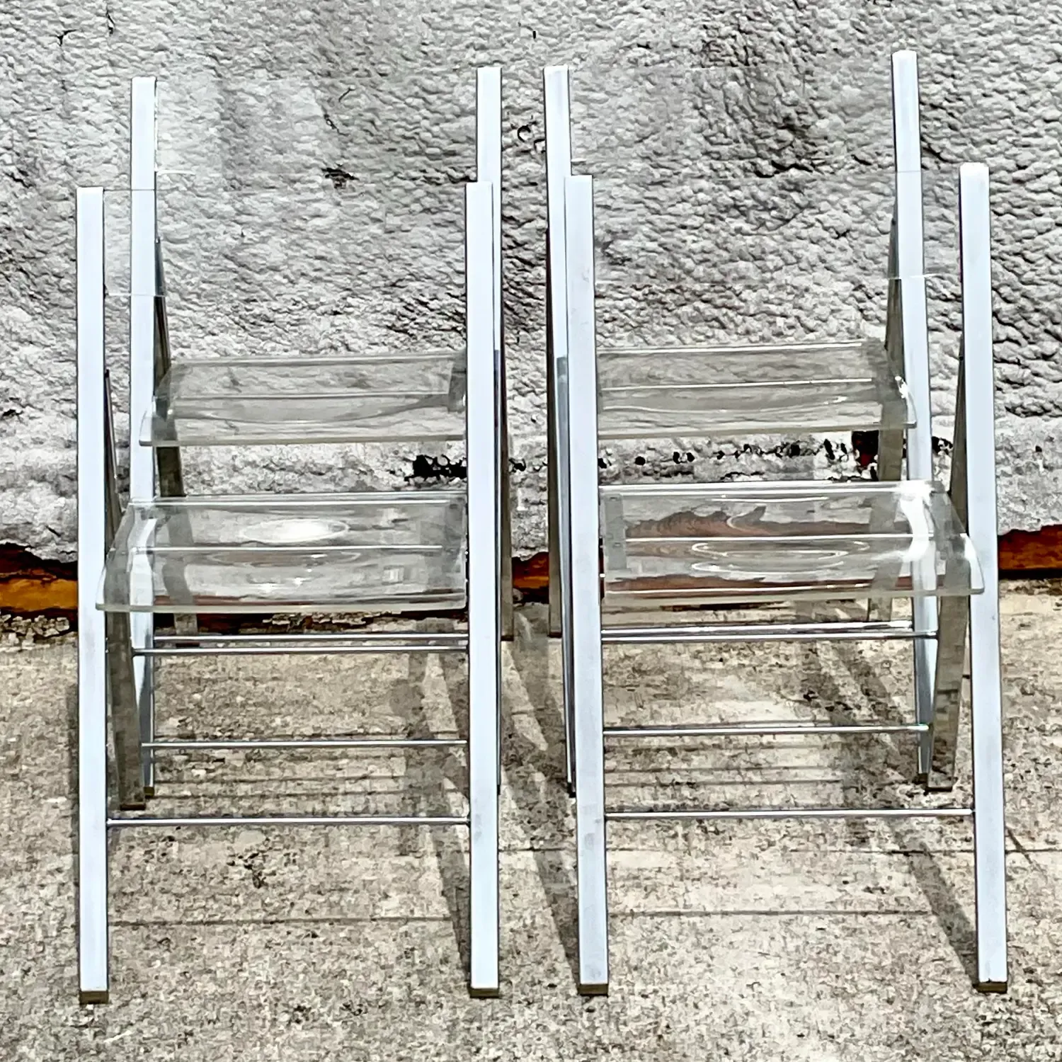 Vintage Boho Chrome and Metal Folding Chairs - Set of 4 — additional photo 6