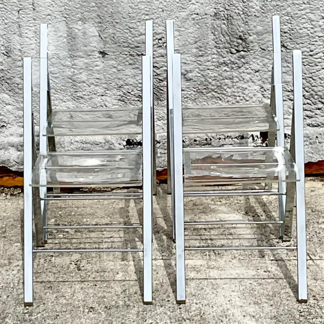 Vintage Boho Chrome and Metal Folding Chairs - Set of 4 — additional photo 6