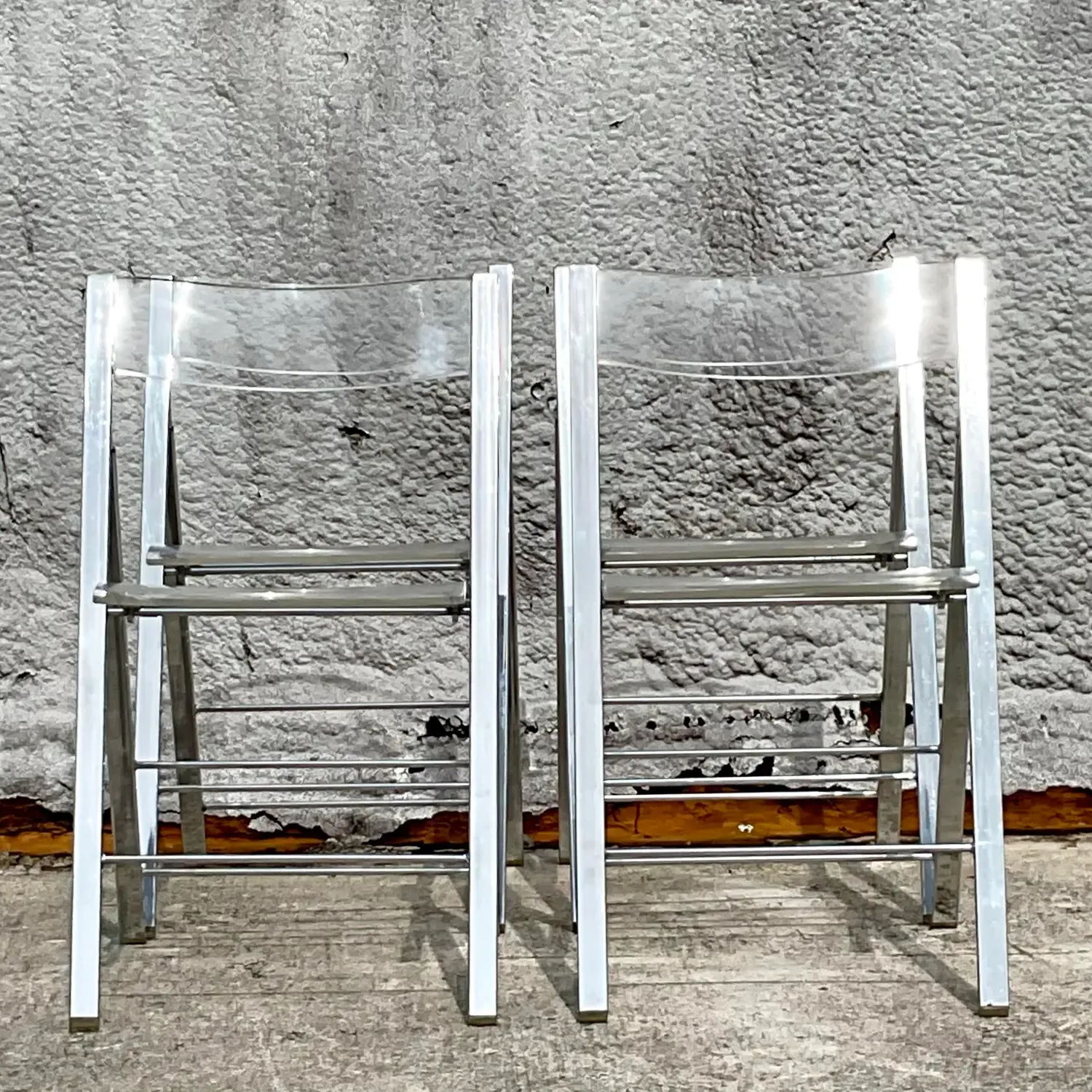 Vintage Boho Chrome and Metal Folding Chairs - Set of 4 — additional photo 7