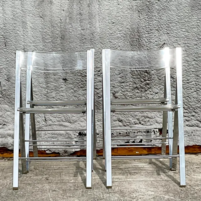 Vintage Boho Chrome and Metal Folding Chairs - Set of 4 — additional photo 7